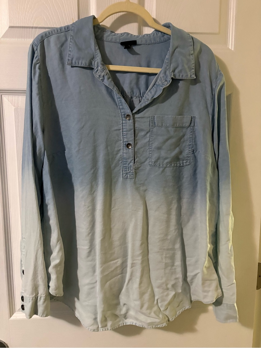 torrid Light Blue Ombre Long Sleeve Blouse